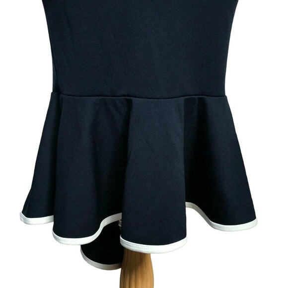 Quiz Nautical One Shoulder Large Collar Mermaid Hem Navy & White Dress Sz 6 NEW - Picture 7 of 8